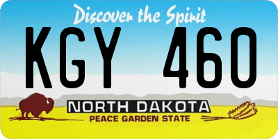 ND license plate KGY460