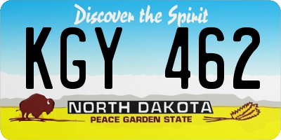 ND license plate KGY462