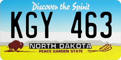 ND license plate KGY463