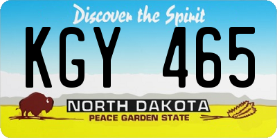 ND license plate KGY465