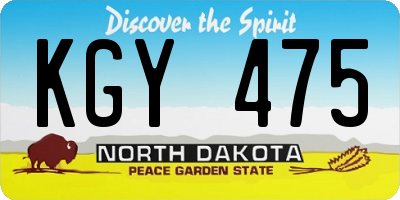 ND license plate KGY475