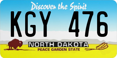 ND license plate KGY476