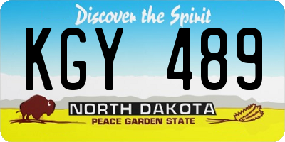 ND license plate KGY489