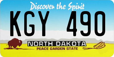 ND license plate KGY490
