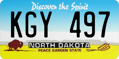 ND license plate KGY497