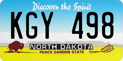 ND license plate KGY498