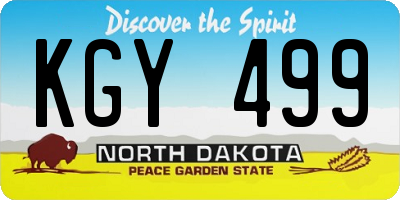 ND license plate KGY499