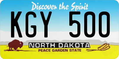 ND license plate KGY500