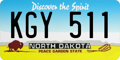 ND license plate KGY511