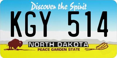 ND license plate KGY514