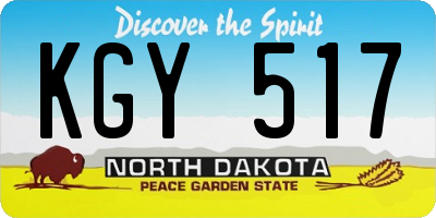 ND license plate KGY517