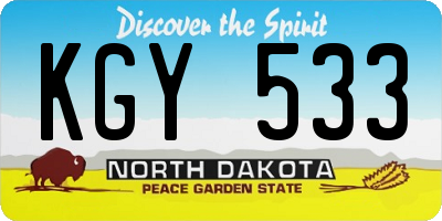 ND license plate KGY533