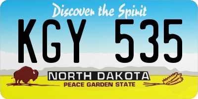 ND license plate KGY535