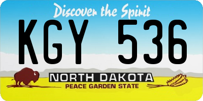 ND license plate KGY536