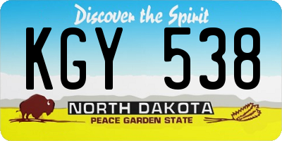 ND license plate KGY538