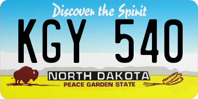 ND license plate KGY540