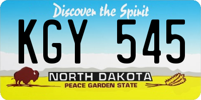 ND license plate KGY545