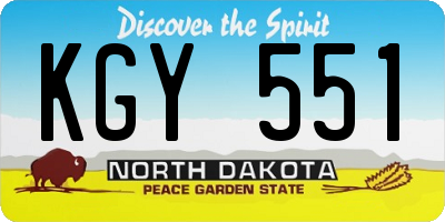 ND license plate KGY551