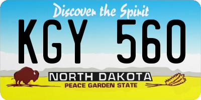 ND license plate KGY560