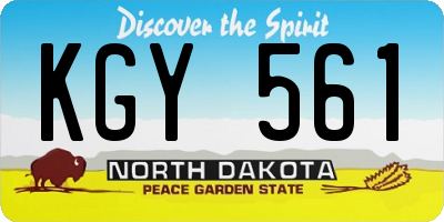 ND license plate KGY561