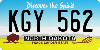 ND license plate KGY562