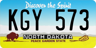 ND license plate KGY573
