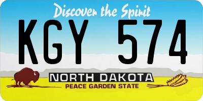 ND license plate KGY574