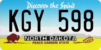 ND license plate KGY598