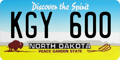 ND license plate KGY600