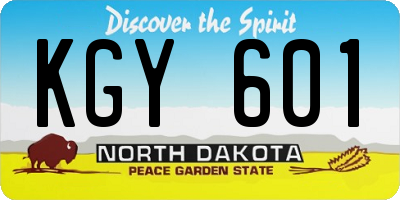 ND license plate KGY601