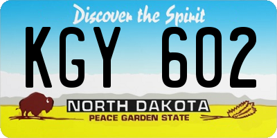 ND license plate KGY602