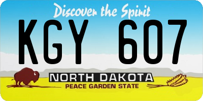 ND license plate KGY607