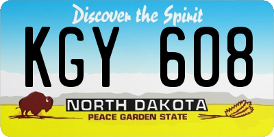 ND license plate KGY608
