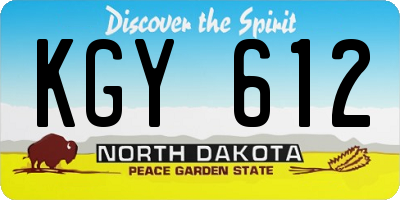 ND license plate KGY612