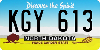 ND license plate KGY613