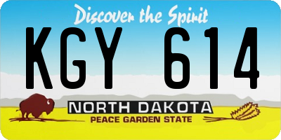 ND license plate KGY614