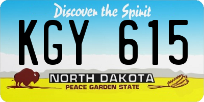 ND license plate KGY615