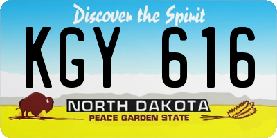 ND license plate KGY616