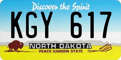 ND license plate KGY617