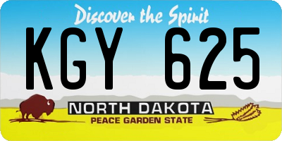 ND license plate KGY625