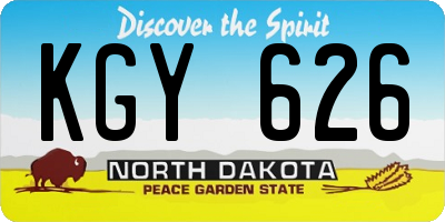 ND license plate KGY626