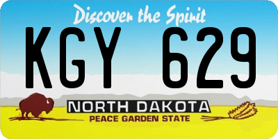 ND license plate KGY629