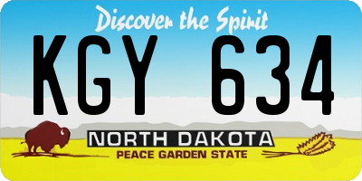 ND license plate KGY634
