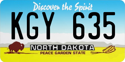 ND license plate KGY635