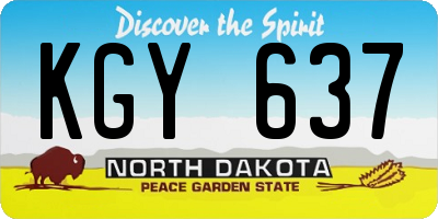 ND license plate KGY637