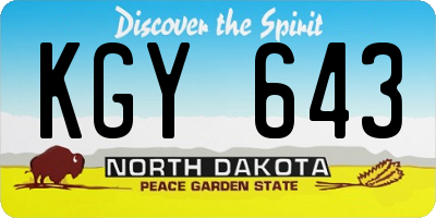 ND license plate KGY643
