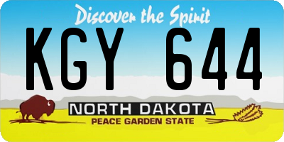 ND license plate KGY644