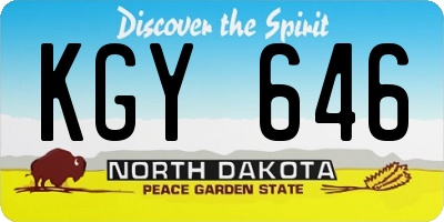 ND license plate KGY646