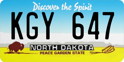 ND license plate KGY647