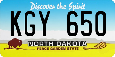 ND license plate KGY650